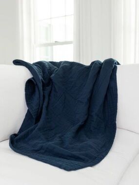 Navy Quilted Throw Blanket - Home Bedding